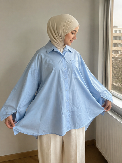 Chemise oversize en coton avec poche