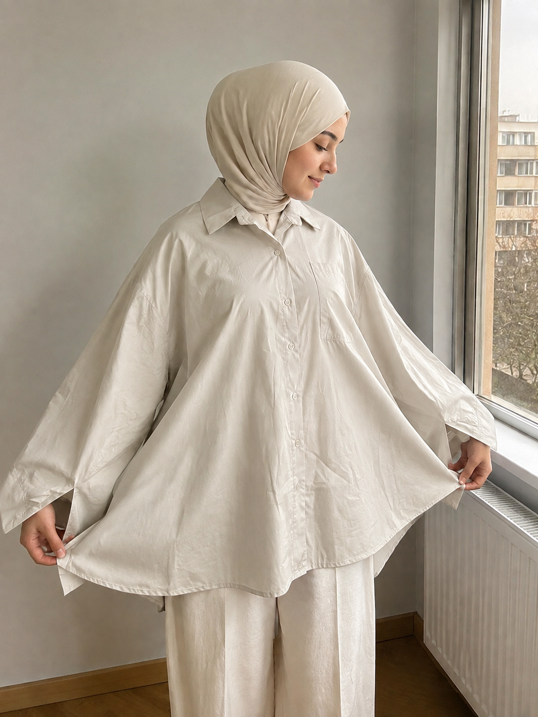 Chemise oversize en coton avec poche
