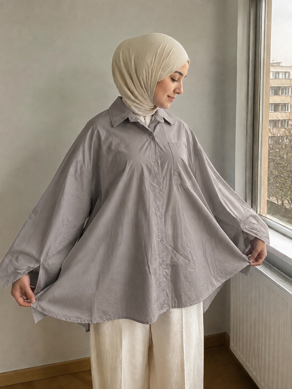 Chemise oversize en coton avec poche