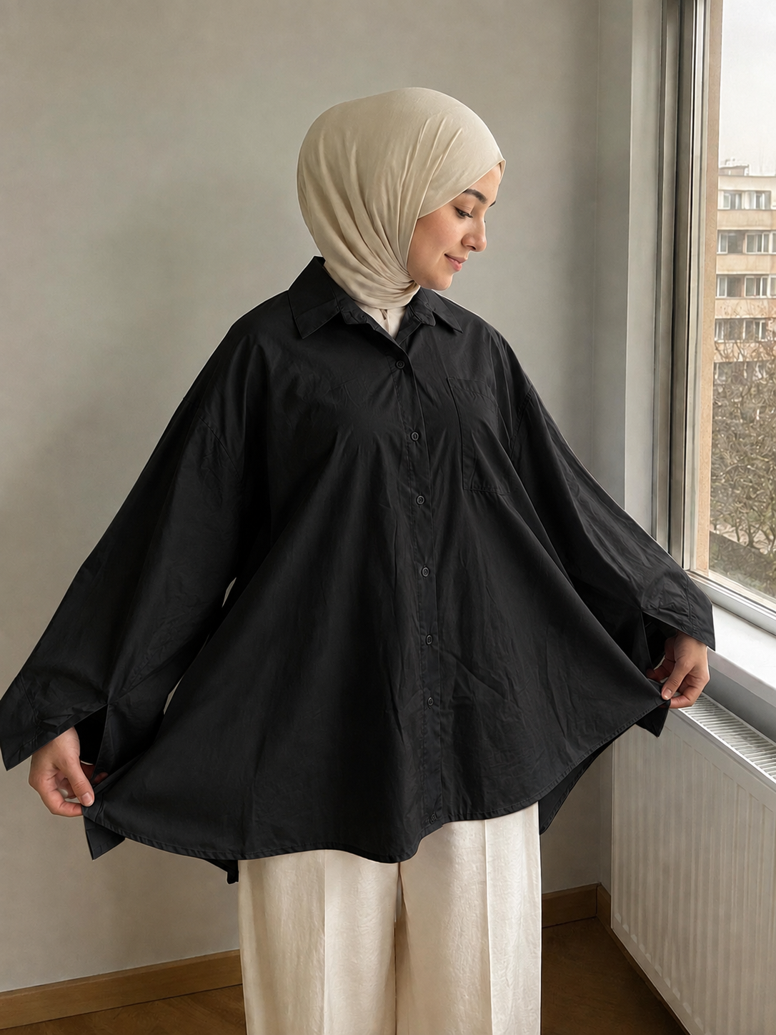 Chemise oversize en coton avec poche