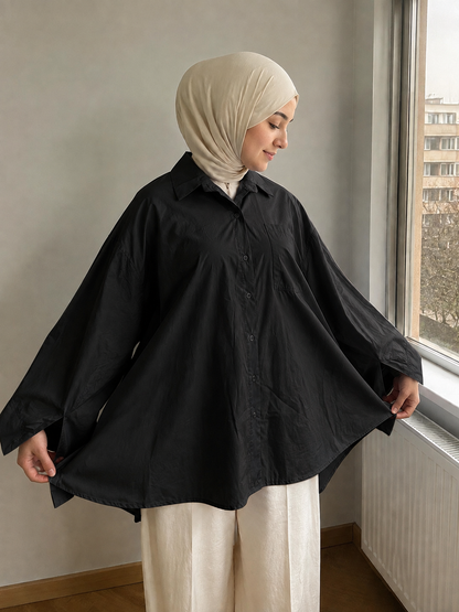 Chemise oversize en coton avec poche