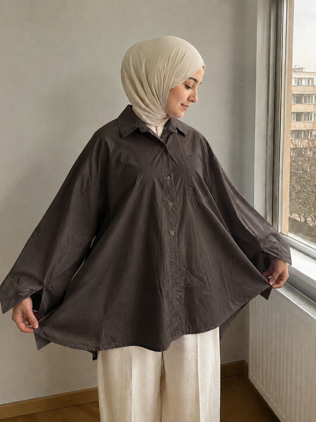 Chemise oversize en coton avec poche