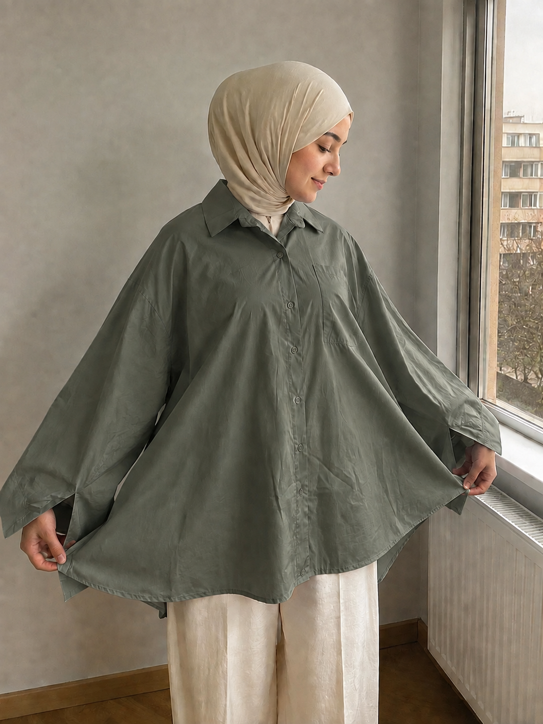 Chemise oversize en coton avec poche