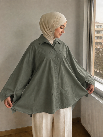 Chemise oversize en coton avec poche