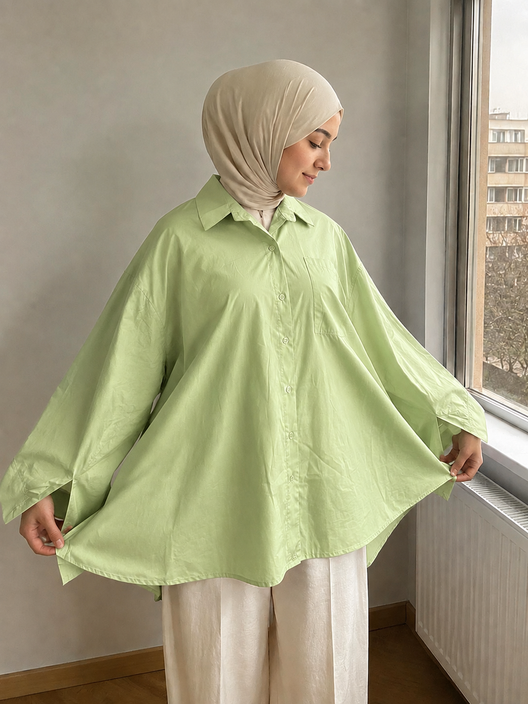 Chemise oversize en coton avec poche